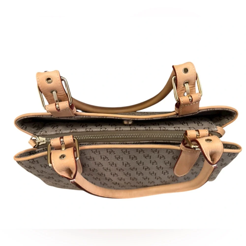 Dooney & Bourke Monogram Canvas Satchel — Tan / Brown